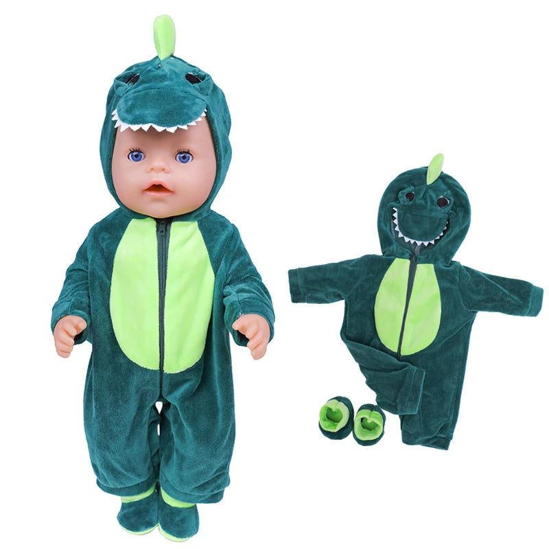 43 Cm Doll Outfits for 17Inch Dolls Baby Born Doll Cute Jumpers Rompers Suit+Shoes Warm Clothes on a Doll Baby Christmas Gift