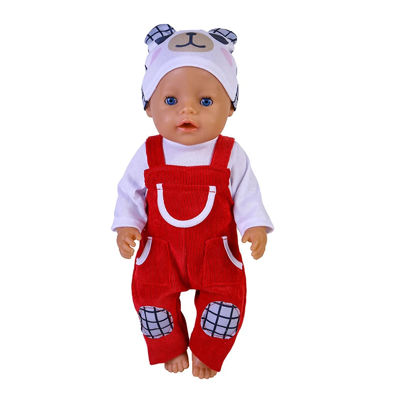 43 Cm Doll Outfits for 17Inch Dolls Baby Born Doll Cute Jumpers Rompers Suit+Shoes Warm Clothes on a Doll Baby Christmas Gift