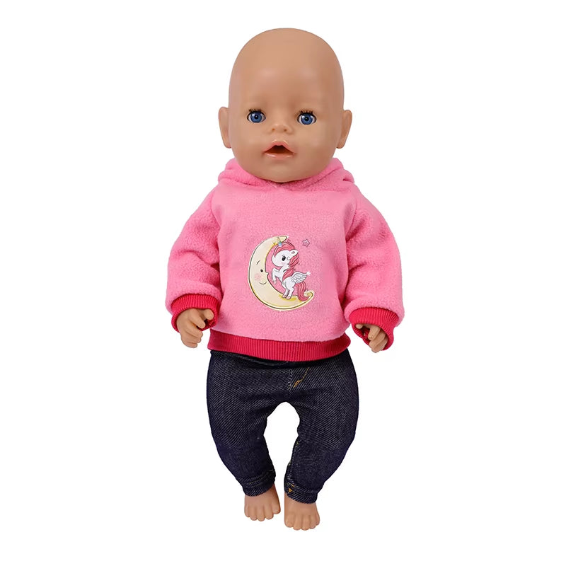 43 Cm Doll Outfits for 17Inch Dolls Baby Born Doll Cute Jumpers Rompers Suit+Shoes Warm Clothes on a Doll Baby Christmas Gift
