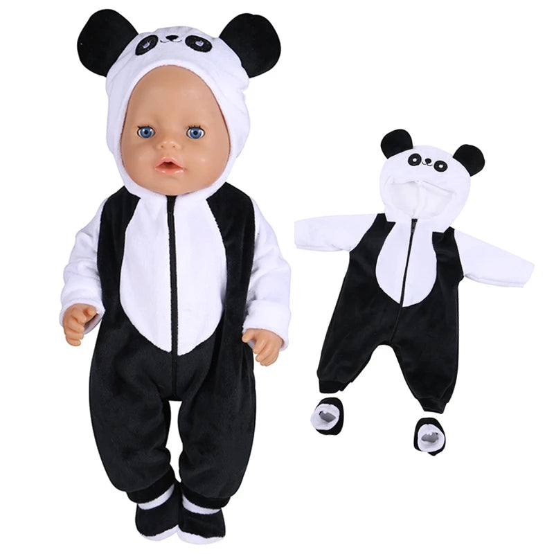 43 Cm Doll Outfits for 17Inch Dolls Baby Born Doll Cute Jumpers Rompers Suit+Shoes Warm Clothes on a Doll Baby Christmas Gift