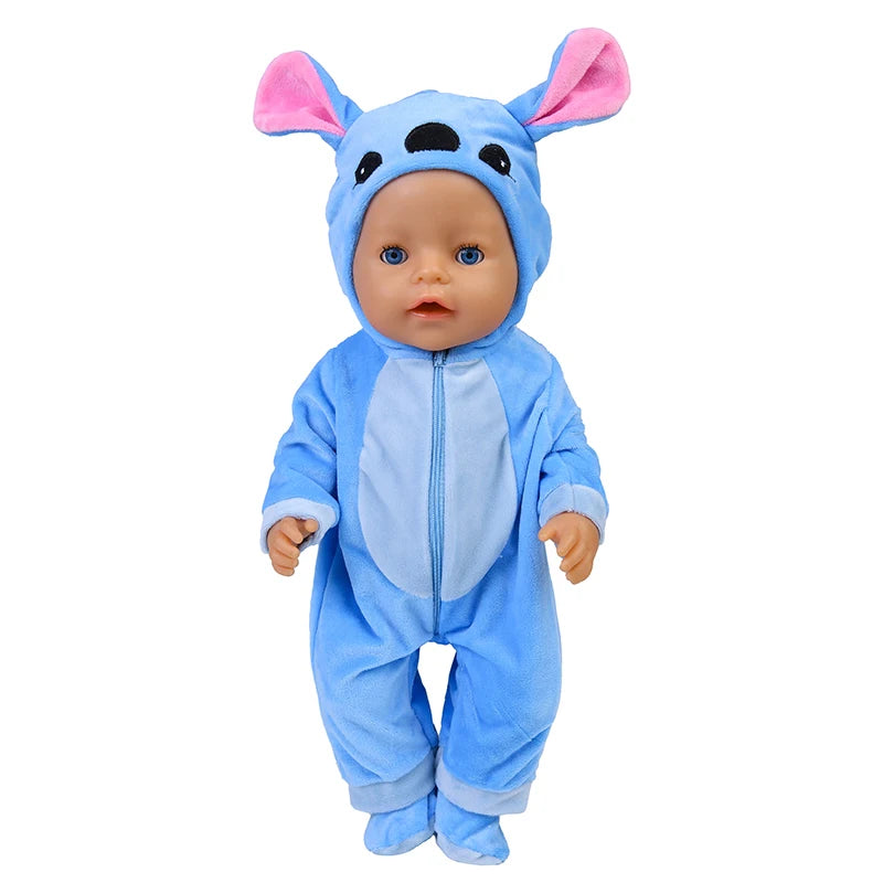 43 Cm Doll Outfits for 17Inch Dolls Baby Born Doll Cute Jumpers Rompers Suit+Shoes Warm Clothes on a Doll Baby Christmas Gift