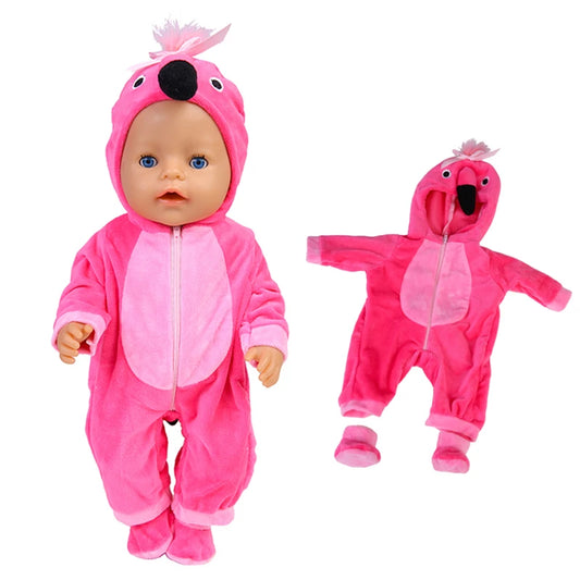 43 Cm Doll Outfits for 17Inch Dolls Baby Born Doll Cute Jumpers Rompers Suit+Shoes Warm Clothes on a Doll Baby Christmas Gift