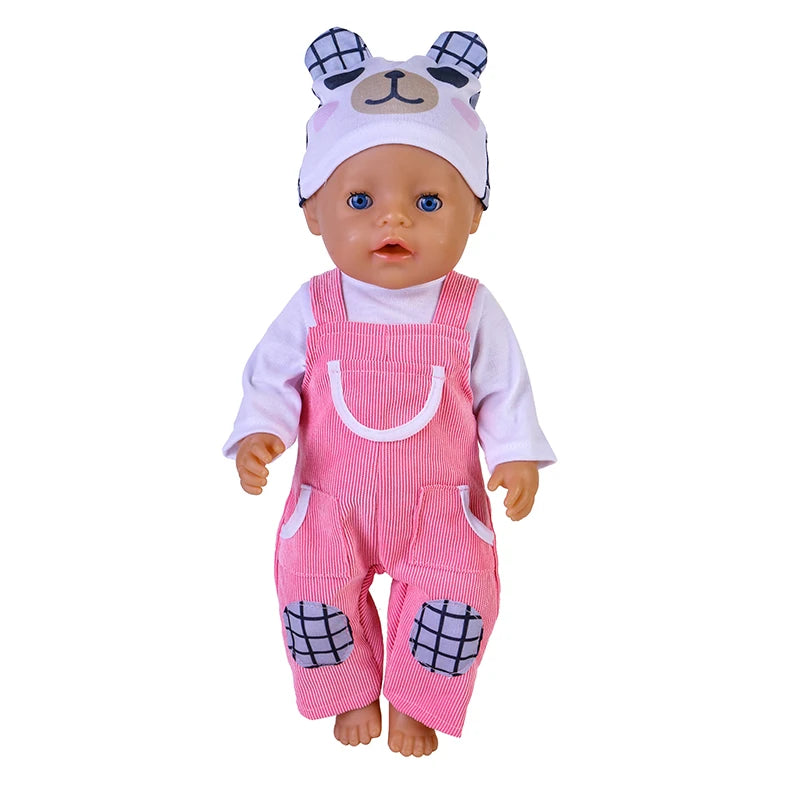 43 Cm Doll Outfits for 17Inch Dolls Baby Born Doll Cute Jumpers Rompers Suit+Shoes Warm Clothes on a Doll Baby Christmas Gift