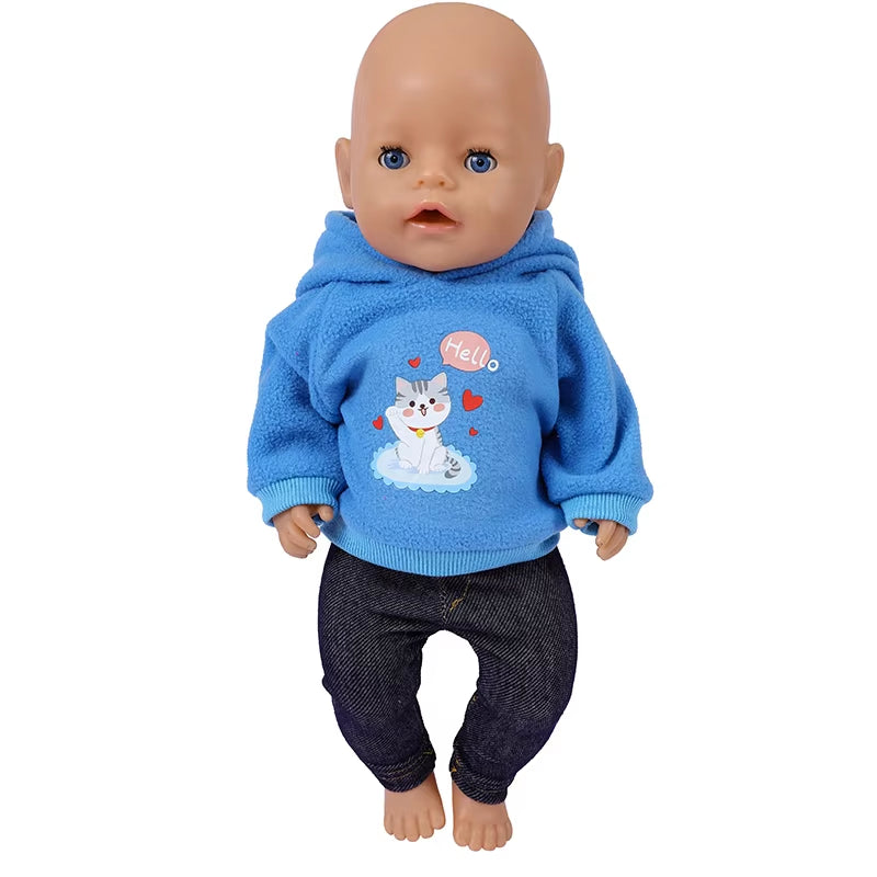43 Cm Doll Outfits for 17Inch Dolls Baby Born Doll Cute Jumpers Rompers Suit+Shoes Warm Clothes on a Doll Baby Christmas Gift